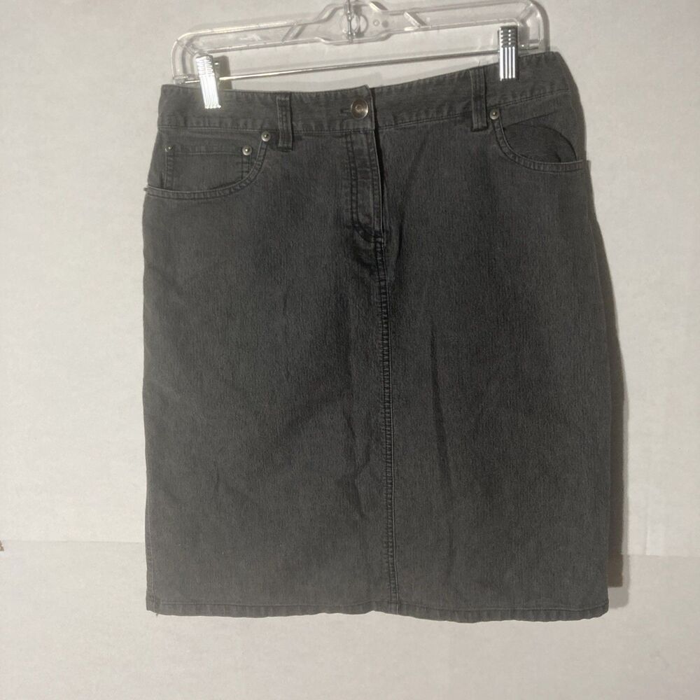 LARRY LEVINE gray zip fly 5 pocket design light weight denim straight skirt 10